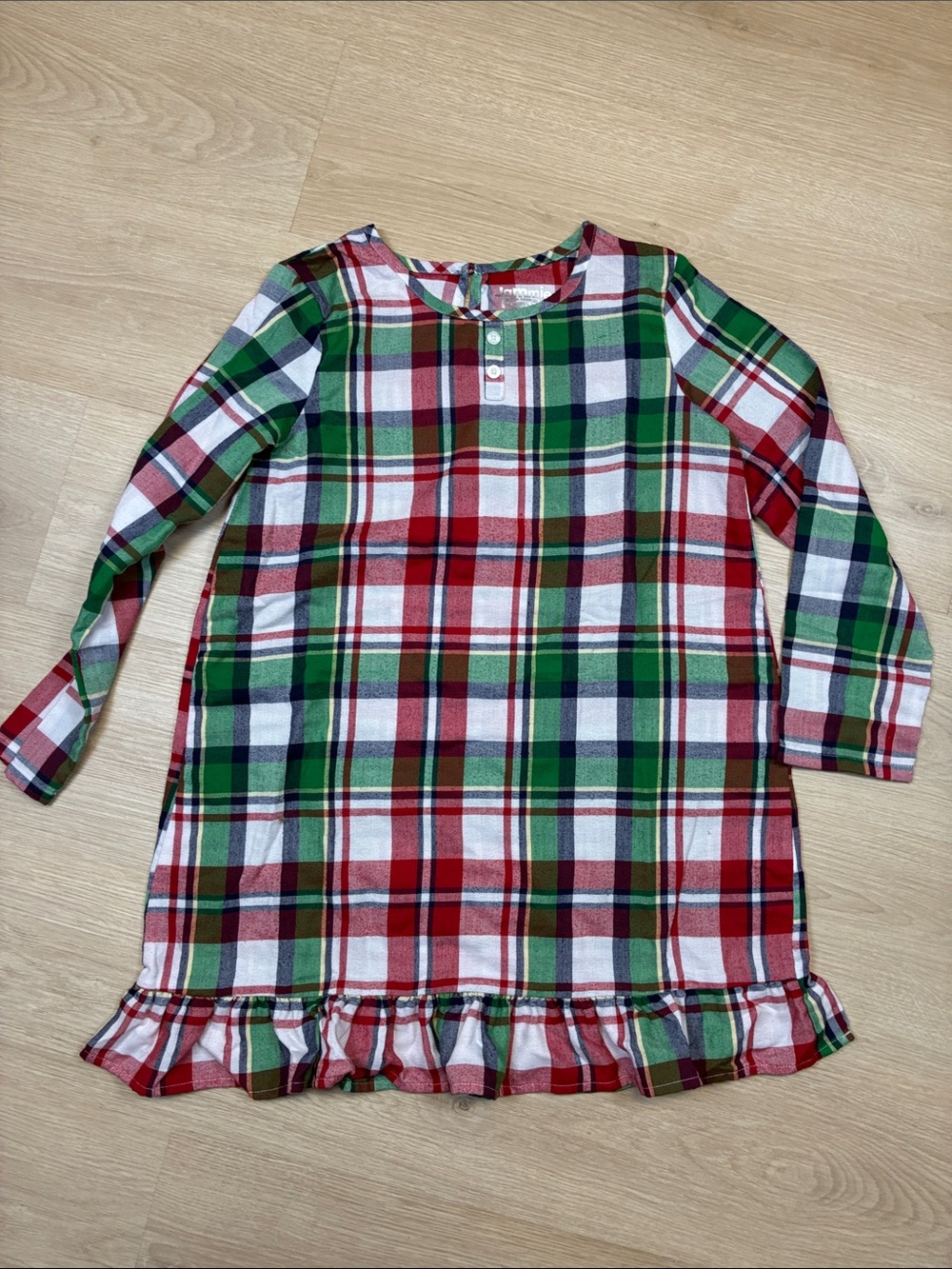 Jammies for Families Girls Holiday Christmas Plaid Ruffle Hem Nightgown